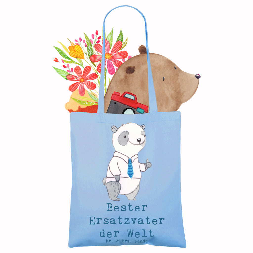 Tragetasche Panda Bester Ersatzvater der Welt Beuteltasche, Beutel, Einkaufstasche, Jutebeutel, Stoffbeutel, Tasche, Shopper, Umhängetasche, Strandtasche, Schultertasche, Stofftasche, Tragetasche, Badetasche, Jutetasche, Einkaufstüte, Laptoptasche, für, Dankeschön, Geschenk, Schenken, Geburtstag, Geburtstagsgeschenk, Geschenkidee, Danke, Bedanken, Mitbringsel, Freude machen, Geschenktipp, Bester, Ersatzvater, Ersatz, zweiter, Vater, Papa, Dad, Daddy, Paps, Papi, Vati, Eltern, Geschenk Vater, Mann, Familie, Kleinigkeit