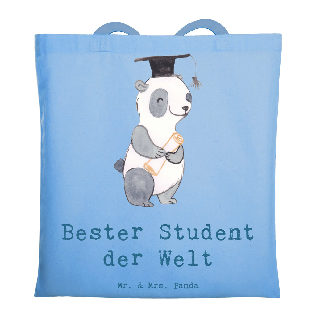 Tragetasche Panda Bester Student der Welt Beuteltasche, Beutel, Einkaufstasche, Jutebeutel, Stoffbeutel, Tasche, Shopper, Umhängetasche, Strandtasche, Schultertasche, Stofftasche, Tragetasche, Badetasche, Jutetasche, Einkaufstüte, Laptoptasche, für, Dankeschön, Geschenk, Schenken, Geburtstag, Geburtstagsgeschenk, Geschenkidee, Danke, Bedanken, Mitbringsel, Freude machen, Geschenktipp, Student, Studium, Sohn, Spaß, Musterschüler, lustig, Studienabschluss, witzig, Universität, Abschluss, Alumni, Uni, Studenten, Hochschule