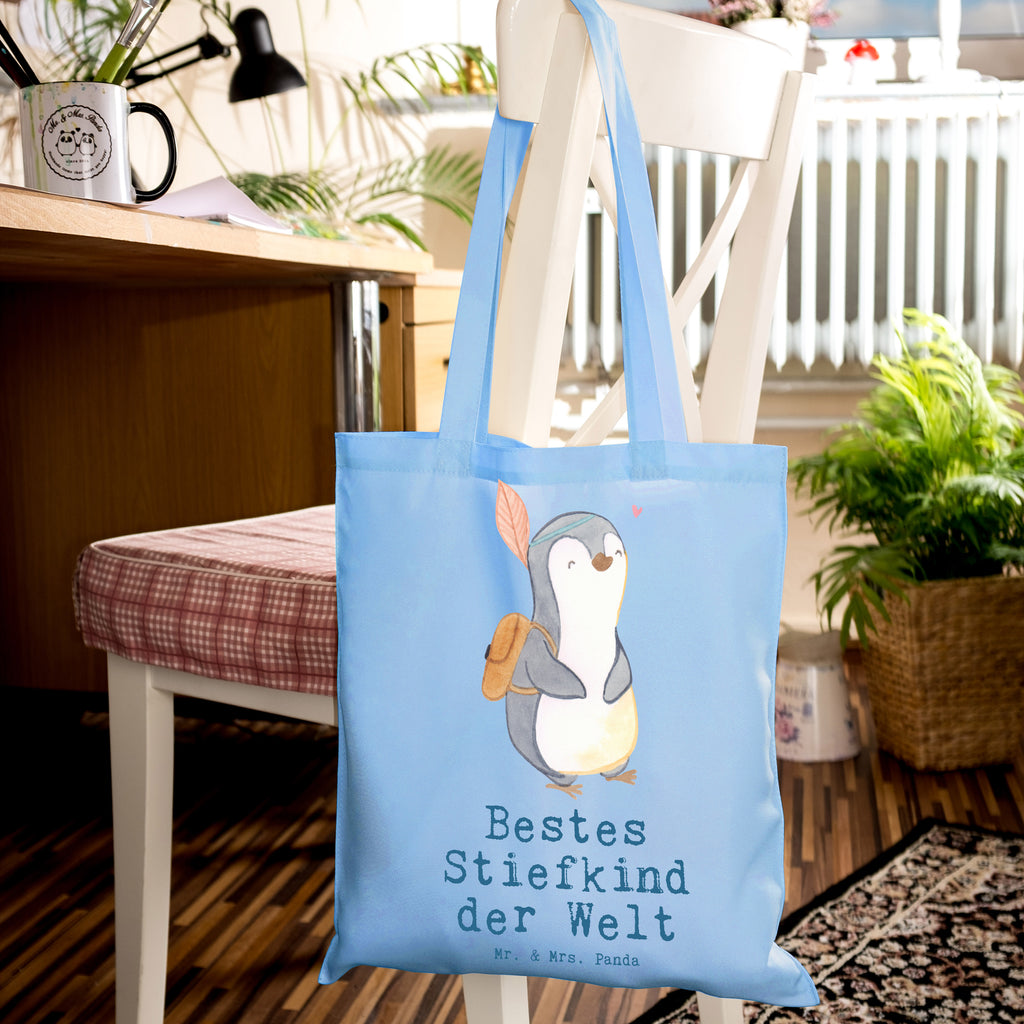 Tragetasche Pinguin Bestes Stiefkind der Welt Beuteltasche, Beutel, Einkaufstasche, Jutebeutel, Stoffbeutel, Tasche, Shopper, Umhängetasche, Strandtasche, Schultertasche, Stofftasche, Tragetasche, Badetasche, Jutetasche, Einkaufstüte, Laptoptasche, für, Dankeschön, Geschenk, Schenken, Geburtstag, Geburtstagsgeschenk, Geschenkidee, Danke, Bedanken, Mitbringsel, Freude machen, Geschenktipp, Stiefkind, angeheiratet, Kinder, Kind, Kid, Kids, Kiddy, Bestes, Tochter, Sohn, Nachwuchs, Geburt, Liebling, Taufe