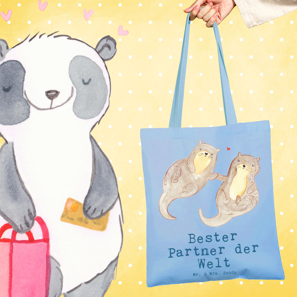 Tragetasche Otter Bester Partner der Welt Beuteltasche, Beutel, Einkaufstasche, Jutebeutel, Stoffbeutel, Tasche, Shopper, Umhängetasche, Strandtasche, Schultertasche, Stofftasche, Tragetasche, Badetasche, Jutetasche, Einkaufstüte, Laptoptasche, für, Dankeschön, Geschenk, Schenken, Geburtstag, Geburtstagsgeschenk, Geschenkidee, Danke, Bedanken, Mitbringsel, Freude machen, Geschenktipp, Partner, Ehepartner, Mann, Frau, Ehefrau, Ehemann. Freundin, Freund, Lebensgefährte, Paar, Liebe