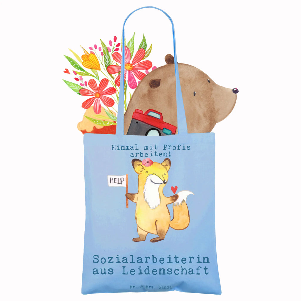 Tragetasche Sozialarbeiterin aus Leidenschaft Beuteltasche, Beutel, Einkaufstasche, Jutebeutel, Stoffbeutel, Tasche, Shopper, Umhängetasche, Strandtasche, Schultertasche, Stofftasche, Tragetasche, Badetasche, Jutetasche, Einkaufstüte, Laptoptasche, Beruf, Ausbildung, Jubiläum, Abschied, Rente, Kollege, Kollegin, Geschenk, Schenken, Arbeitskollege, Mitarbeiter, Firma, Danke, Dankeschön