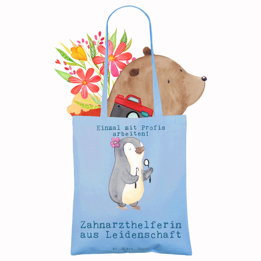 Tragetasche Zahnarzthelferin aus Leidenschaft Beuteltasche, Beutel, Einkaufstasche, Jutebeutel, Stoffbeutel, Tasche, Shopper, Umhängetasche, Strandtasche, Schultertasche, Stofftasche, Tragetasche, Badetasche, Jutetasche, Einkaufstüte, Laptoptasche, Beruf, Ausbildung, Jubiläum, Abschied, Rente, Kollege, Kollegin, Geschenk, Schenken, Arbeitskollege, Mitarbeiter, Firma, Danke, Dankeschön