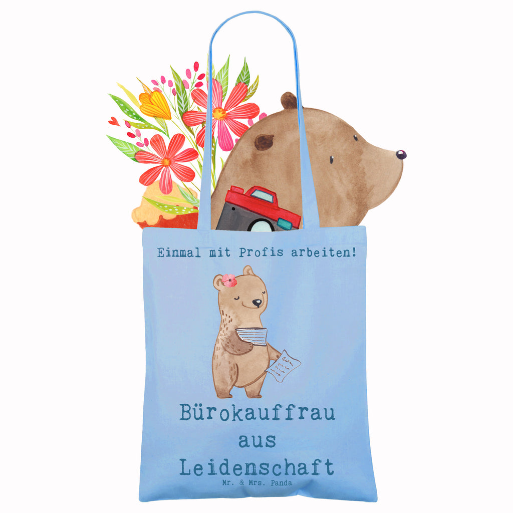 Tragetasche Bürokauffrau aus Leidenschaft Beuteltasche, Beutel, Einkaufstasche, Jutebeutel, Stoffbeutel, Tasche, Shopper, Umhängetasche, Strandtasche, Schultertasche, Stofftasche, Tragetasche, Badetasche, Jutetasche, Einkaufstüte, Laptoptasche, Beruf, Ausbildung, Jubiläum, Abschied, Rente, Kollege, Kollegin, Geschenk, Schenken, Arbeitskollege, Mitarbeiter, Firma, Danke, Dankeschön, Bürokauffrau, Kauffrau für Büromanagement