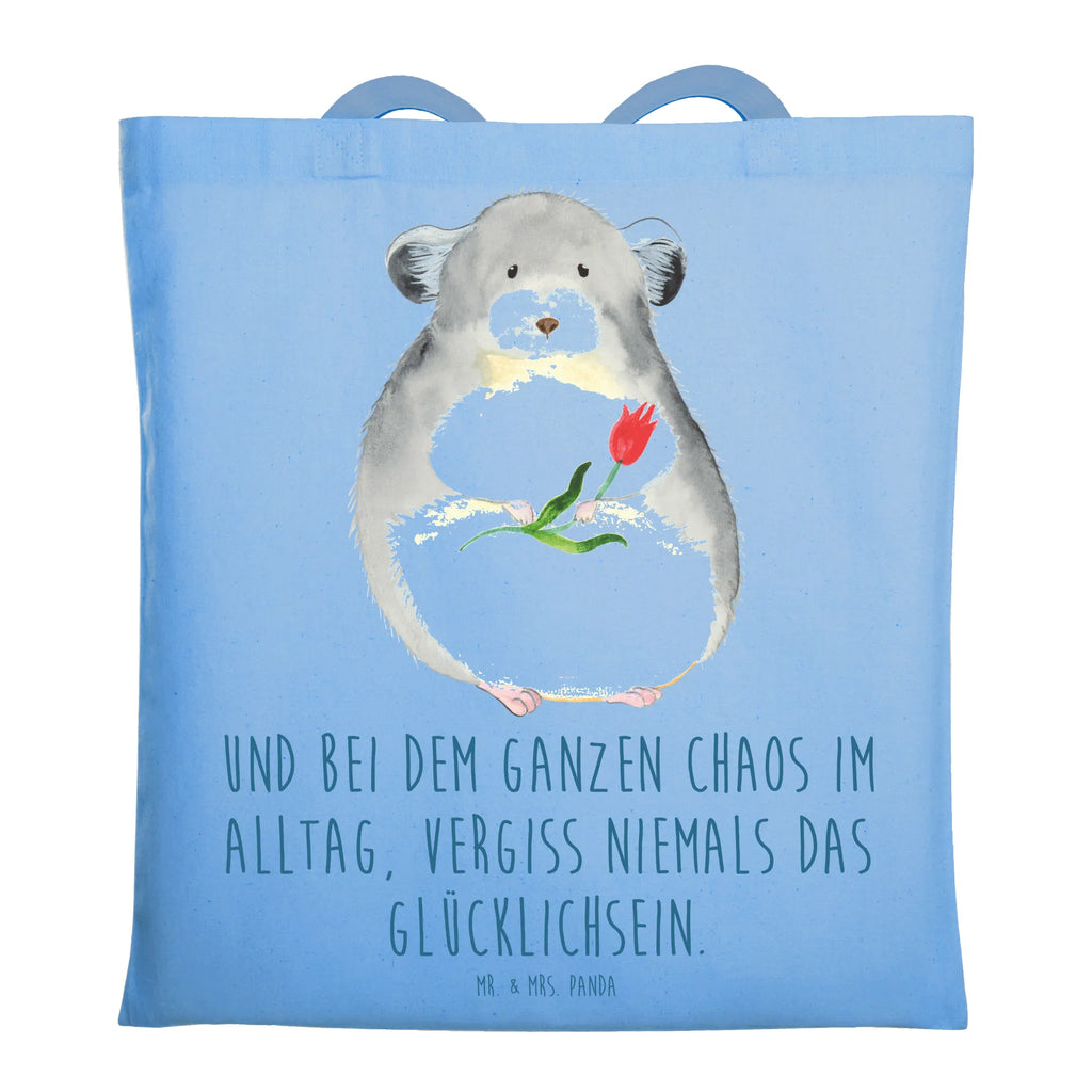 Tragetasche Chinchilla mit Blume Beuteltasche, Beutel, Einkaufstasche, Jutebeutel, Stoffbeutel, Tasche, Shopper, Umhängetasche, Strandtasche, Schultertasche, Stofftasche, Tragetasche, Badetasche, Jutetasche, Einkaufstüte, Laptoptasche, Tiermotive, Gute Laune, lustige Sprüche, Tiere, Chinchilla, Chinchillas, Liebeskummer, Kummer, Depressionen, traurig sein, Chaos, Glücklichsein, Büro, Büroalltag