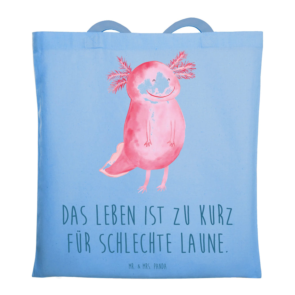 Tragetasche Axolotl Glücklich Beuteltasche, Beutel, Einkaufstasche, Jutebeutel, Stoffbeutel, Tasche, Shopper, Umhängetasche, Strandtasche, Schultertasche, Stofftasche, Tragetasche, Badetasche, Jutetasche, Einkaufstüte, Laptoptasche, Axolotl, Molch, Axolot, Schwanzlurch, Lurch, Lurche, Motivation, gute Laune