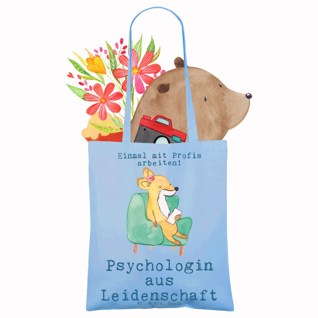 Tragetasche Psychologin aus Leidenschaft Beuteltasche, Beutel, Einkaufstasche, Jutebeutel, Stoffbeutel, Tasche, Shopper, Umhängetasche, Strandtasche, Schultertasche, Stofftasche, Tragetasche, Badetasche, Jutetasche, Einkaufstüte, Laptoptasche, Beruf, Ausbildung, Jubiläum, Abschied, Rente, Kollege, Kollegin, Geschenk, Schenken, Arbeitskollege, Mitarbeiter, Firma, Danke, Dankeschön