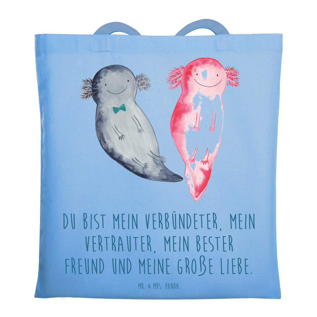 Tragetasche Axolotl Freundin Beuteltasche, Beutel, Einkaufstasche, Jutebeutel, Stoffbeutel, Tasche, Shopper, Umhängetasche, Strandtasche, Schultertasche, Stofftasche, Tragetasche, Badetasche, Jutetasche, Einkaufstüte, Laptoptasche, Axolotl, Molch, Axolot, Schwanzlurch, Lurch, Lurche, Liebe, große Liebe, Liebesbeweis, Freund, Verlobter, Ehemann, Jahrestag, Valentinstag