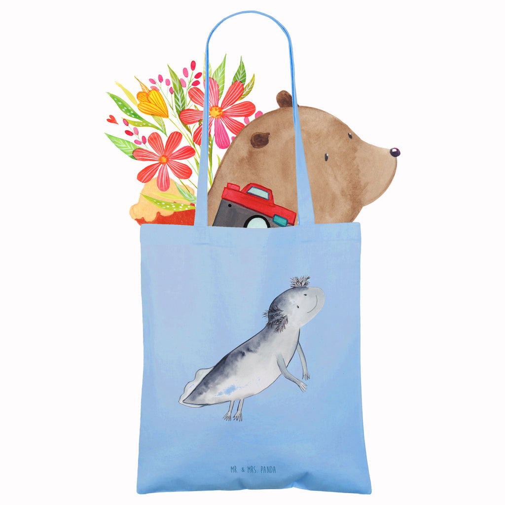 Tragetasche Axolotl schwimmt Beuteltasche, Beutel, Einkaufstasche, Jutebeutel, Stoffbeutel, Tasche, Shopper, Umhängetasche, Strandtasche, Schultertasche, Stofftasche, Tragetasche, Badetasche, Jutetasche, Einkaufstüte, Laptoptasche, Axolotl, Molch, Axolot, Schwanzlurch, Lurch, Lurche, Problem, Probleme, Lösungen, Motivation