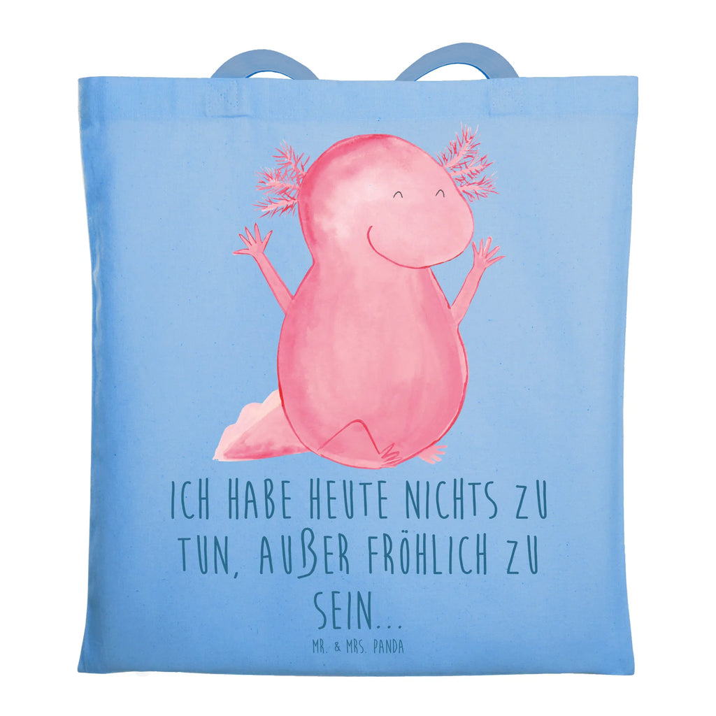 Tragetasche Axolotl Hurra Beuteltasche, Beutel, Einkaufstasche, Jutebeutel, Stoffbeutel, Tasche, Shopper, Umhängetasche, Strandtasche, Schultertasche, Stofftasche, Tragetasche, Badetasche, Jutetasche, Einkaufstüte, Laptoptasche, Axolotl, Molch, Axolot, Schwanzlurch, Lurch, Lurche, fröhlich, Spaß, Freude, Motivation, Zufriedenheit