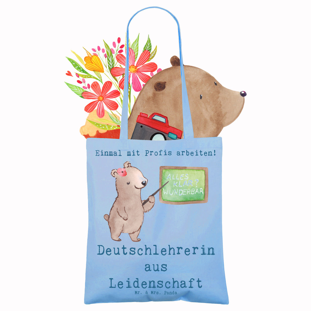 Tragetasche Deutschlehrerin aus Leidenschaft Beuteltasche, Beutel, Einkaufstasche, Jutebeutel, Stoffbeutel, Tasche, Shopper, Umhängetasche, Strandtasche, Schultertasche, Stofftasche, Tragetasche, Badetasche, Jutetasche, Einkaufstüte, Laptoptasche, Beruf, Ausbildung, Jubiläum, Abschied, Rente, Kollege, Kollegin, Geschenk, Schenken, Arbeitskollege, Mitarbeiter, Firma, Danke, Dankeschön, Deutschlehrerin, Deutschunterricht, Schule, Grundschule