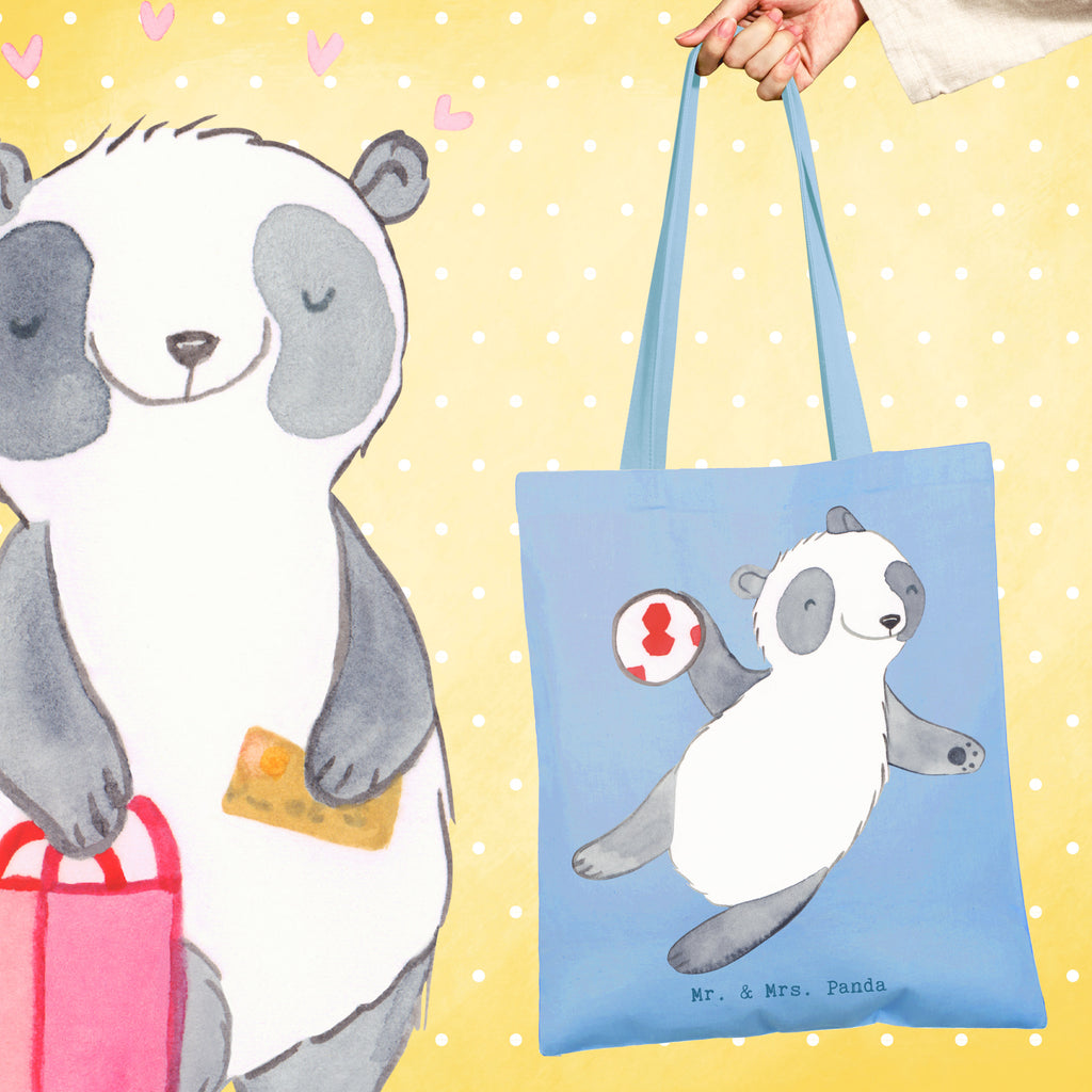 Tragetasche Panda Handball spielen Beuteltasche, Beutel, Einkaufstasche, Jutebeutel, Stoffbeutel, Tasche, Shopper, Umhängetasche, Strandtasche, Schultertasche, Stofftasche, Tragetasche, Badetasche, Jutetasche, Einkaufstüte, Laptoptasche, Geschenk, Sport, Sportart, Hobby, Schenken, Danke, Dankeschön, Auszeichnung, Gewinn, Sportler, Handball spielen, Handball Turnier, Handball Club, Handball Verein