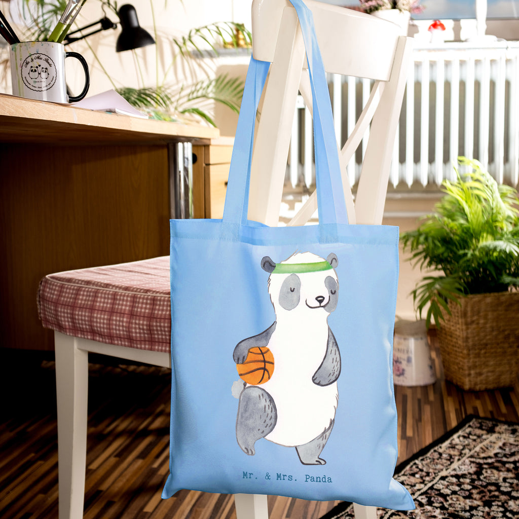 Tragetasche Panda Basketball Beuteltasche, Beutel, Einkaufstasche, Jutebeutel, Stoffbeutel, Tasche, Shopper, Umhängetasche, Strandtasche, Schultertasche, Stofftasche, Tragetasche, Badetasche, Jutetasche, Einkaufstüte, Laptoptasche, Geschenk, Sport, Sportart, Hobby, Schenken, Danke, Dankeschön, Auszeichnung, Gewinn, Sportler, Basketball, Basketball Verein, Basketball Verband, Basketballplatz