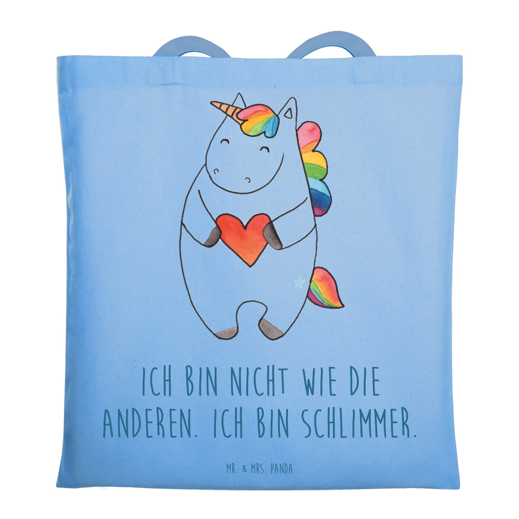 Tragetasche Einhorn Herz Beuteltasche, Beutel, Einkaufstasche, Jutebeutel, Stoffbeutel, Tasche, Shopper, Umhängetasche, Strandtasche, Schultertasche, Stofftasche, Tragetasche, Badetasche, Jutetasche, Einkaufstüte, Laptoptasche, Einhorn, Einhörner, Einhorn Deko, Pegasus, Unicorn, Herz, schlimm, böse, witzig, lustig, Freundin, anders, bunt