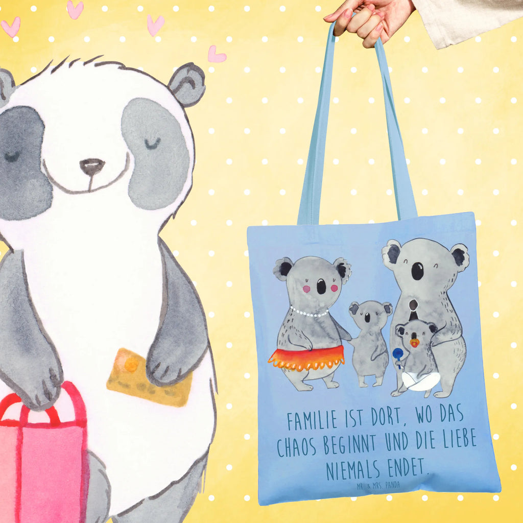 Tragetasche Koala Familie Beuteltasche, Beutel, Einkaufstasche, Jutebeutel, Stoffbeutel, Tasche, Shopper, Umhängetasche, Strandtasche, Schultertasche, Stofftasche, Tragetasche, Badetasche, Jutetasche, Einkaufstüte, Laptoptasche, Familie, Vatertag, Muttertag, Bruder, Schwester, Mama, Papa, Oma, Opa, Koala, Koalas, Family, Kinder, Geschwister, Familienleben