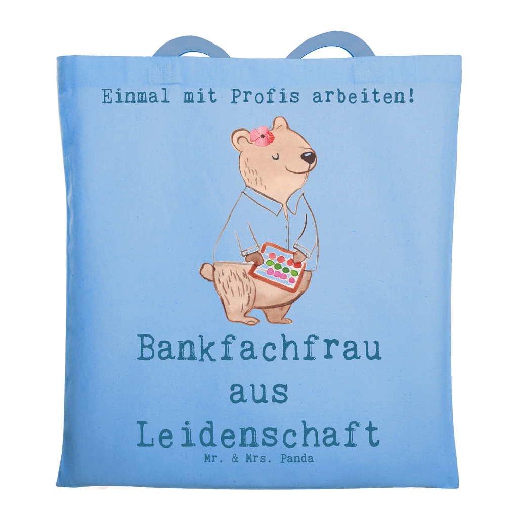 Tragetasche Bankfachfrau aus Leidenschaft Beuteltasche, Beutel, Einkaufstasche, Jutebeutel, Stoffbeutel, Tasche, Shopper, Umhängetasche, Strandtasche, Schultertasche, Stofftasche, Tragetasche, Badetasche, Jutetasche, Einkaufstüte, Laptoptasche, Beruf, Ausbildung, Jubiläum, Abschied, Rente, Kollege, Kollegin, Geschenk, Schenken, Arbeitskollege, Mitarbeiter, Firma, Danke, Dankeschön, Bankfachfrau, Bankangestellte, Bänkerin, Bankberaterin