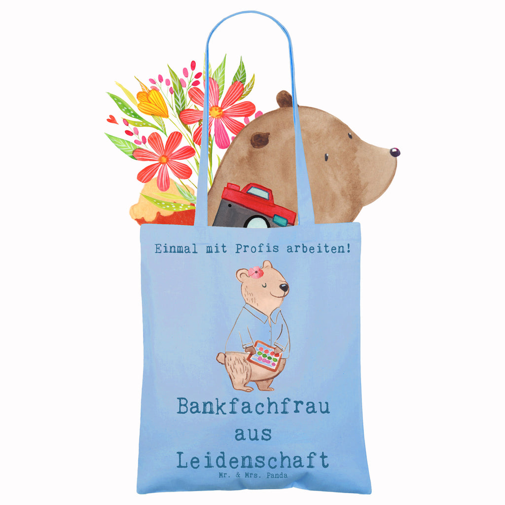 Tragetasche Bankfachfrau aus Leidenschaft Beuteltasche, Beutel, Einkaufstasche, Jutebeutel, Stoffbeutel, Tasche, Shopper, Umhängetasche, Strandtasche, Schultertasche, Stofftasche, Tragetasche, Badetasche, Jutetasche, Einkaufstüte, Laptoptasche, Beruf, Ausbildung, Jubiläum, Abschied, Rente, Kollege, Kollegin, Geschenk, Schenken, Arbeitskollege, Mitarbeiter, Firma, Danke, Dankeschön, Bankfachfrau, Bankangestellte, Bänkerin, Bankberaterin