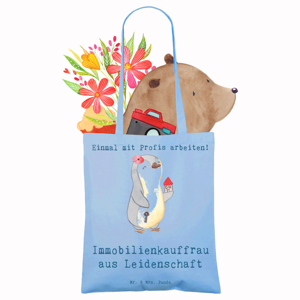 Tragetasche Immobilienkauffrau aus Leidenschaft Beuteltasche, Beutel, Einkaufstasche, Jutebeutel, Stoffbeutel, Tasche, Shopper, Umhängetasche, Strandtasche, Schultertasche, Stofftasche, Tragetasche, Badetasche, Jutetasche, Einkaufstüte, Laptoptasche, Beruf, Ausbildung, Jubiläum, Abschied, Rente, Kollege, Kollegin, Geschenk, Schenken, Arbeitskollege, Mitarbeiter, Firma, Danke, Dankeschön, Immobilienmaklerin, Immobilienhändlerin, Immobilienkauffrau, Immobilienbüro