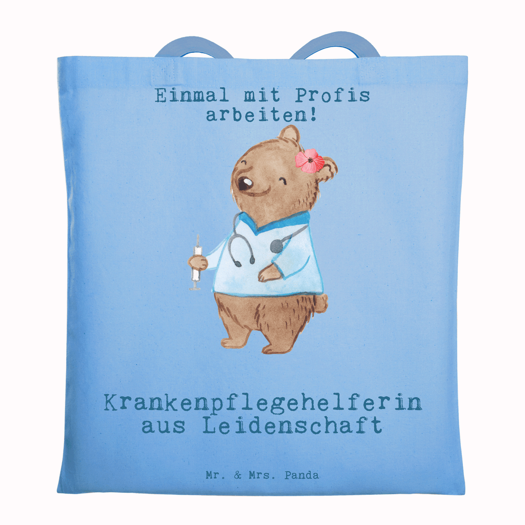 Tragetasche Krankenpflegehelferin aus Leidenschaft Beuteltasche, Beutel, Einkaufstasche, Jutebeutel, Stoffbeutel, Tasche, Shopper, Umhängetasche, Strandtasche, Schultertasche, Stofftasche, Tragetasche, Badetasche, Jutetasche, Einkaufstüte, Laptoptasche, Beruf, Ausbildung, Jubiläum, Abschied, Rente, Kollege, Kollegin, Geschenk, Schenken, Arbeitskollege, Mitarbeiter, Firma, Danke, Dankeschön, Krankenpflegehelferin, Pflegehelferin, Pflegekraft