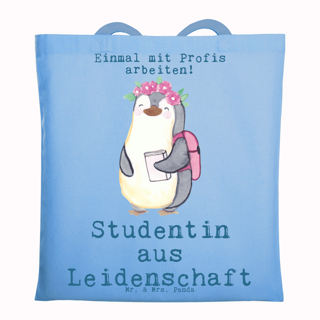 Tragetasche Studentin aus Leidenschaft Beuteltasche, Beutel, Einkaufstasche, Jutebeutel, Stoffbeutel, Tasche, Shopper, Umhängetasche, Strandtasche, Schultertasche, Stofftasche, Tragetasche, Badetasche, Jutetasche, Einkaufstüte, Laptoptasche, Beruf, Ausbildung, Jubiläum, Abschied, Rente, Kollege, Kollegin, Geschenk, Schenken, Arbeitskollege, Mitarbeiter, Firma, Danke, Dankeschön