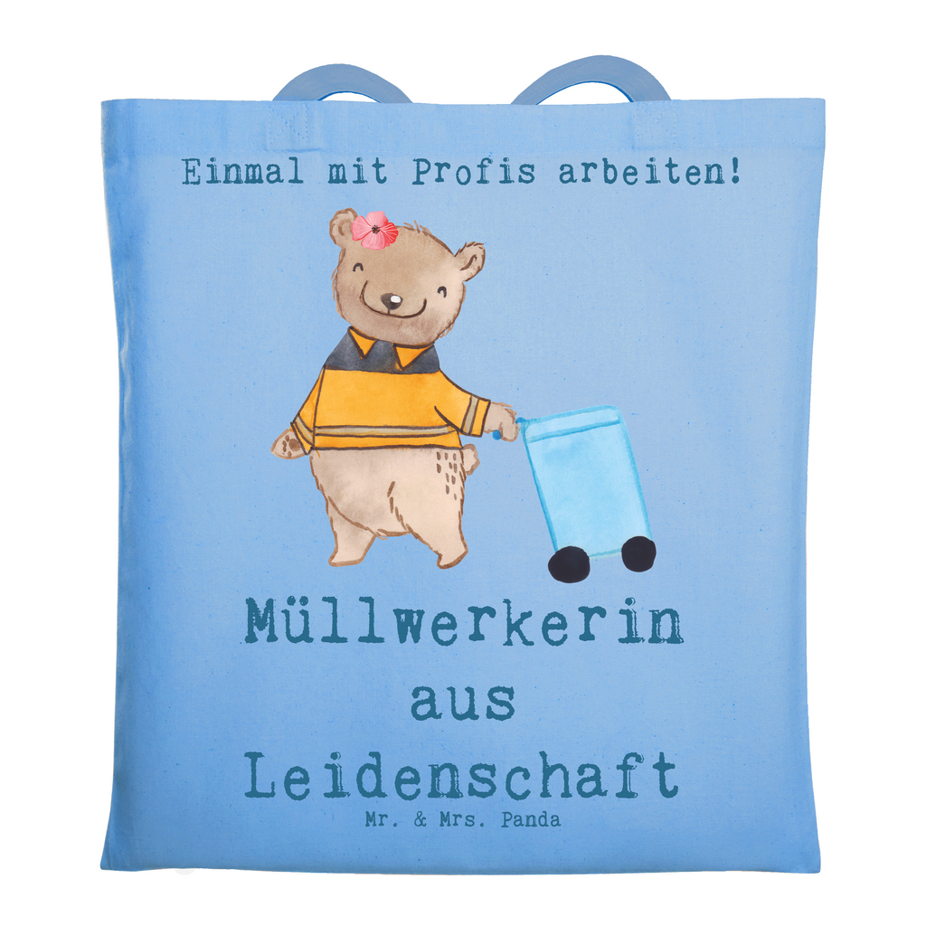 Tragetasche Müllwerkerin aus Leidenschaft Beuteltasche, Beutel, Einkaufstasche, Jutebeutel, Stoffbeutel, Tasche, Shopper, Umhängetasche, Strandtasche, Schultertasche, Stofftasche, Tragetasche, Badetasche, Jutetasche, Einkaufstüte, Laptoptasche, Beruf, Ausbildung, Jubiläum, Abschied, Rente, Kollege, Kollegin, Geschenk, Schenken, Arbeitskollege, Mitarbeiter, Firma, Danke, Dankeschön, Müllwerkerin, Fachkraft Kreislauf- und Abfallwirtschaft, Müllentsorgerin, Kehrichtfrau, Müllfrau, Müllfahreriin