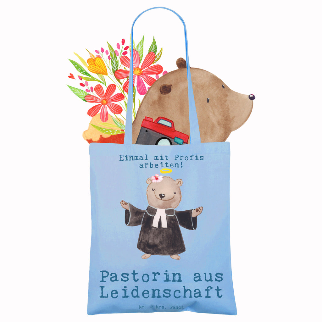 Tragetasche Pastorin aus Leidenschaft Beuteltasche, Beutel, Einkaufstasche, Jutebeutel, Stoffbeutel, Tasche, Shopper, Umhängetasche, Strandtasche, Schultertasche, Stofftasche, Tragetasche, Badetasche, Jutetasche, Einkaufstüte, Laptoptasche, Beruf, Ausbildung, Jubiläum, Abschied, Rente, Kollege, Kollegin, Geschenk, Schenken, Arbeitskollege, Mitarbeiter, Firma, Danke, Dankeschön, Pastorin, Dienerin Gottes<br />Geistliche, Pfarrerin, Predigerin<br />Priesterin, Theologin, Kirche