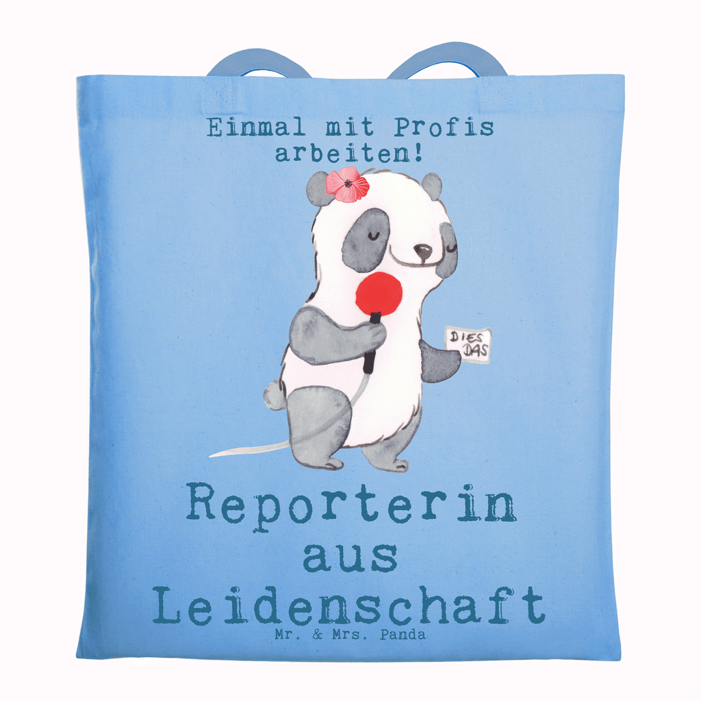 Tragetasche Reporterin aus Leidenschaft Beuteltasche, Beutel, Einkaufstasche, Jutebeutel, Stoffbeutel, Tasche, Shopper, Umhängetasche, Strandtasche, Schultertasche, Stofftasche, Tragetasche, Badetasche, Jutetasche, Einkaufstüte, Laptoptasche, Beruf, Ausbildung, Jubiläum, Abschied, Rente, Kollege, Kollegin, Geschenk, Schenken, Arbeitskollege, Mitarbeiter, Firma, Danke, Dankeschön