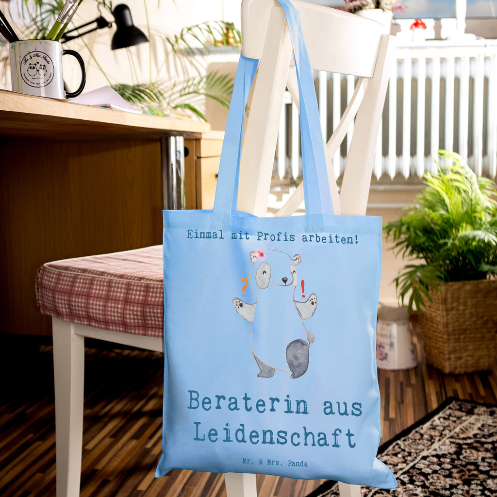 Tragetasche Beraterin aus Leidenschaft Beuteltasche, Beutel, Einkaufstasche, Jutebeutel, Stoffbeutel, Tasche, Shopper, Umhängetasche, Strandtasche, Schultertasche, Stofftasche, Tragetasche, Badetasche, Jutetasche, Einkaufstüte, Laptoptasche, Beruf, Ausbildung, Jubiläum, Abschied, Rente, Kollege, Kollegin, Geschenk, Schenken, Arbeitskollege, Mitarbeiter, Firma, Danke, Dankeschön, Beraterin, Finanzberaterin, IT Beratung, Beratungsbüro, Eröffnung