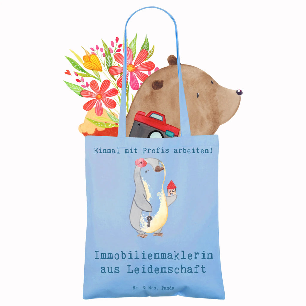 Tragetasche Immobilienmaklerin aus Leidenschaft Beuteltasche, Beutel, Einkaufstasche, Jutebeutel, Stoffbeutel, Tasche, Shopper, Umhängetasche, Strandtasche, Schultertasche, Stofftasche, Tragetasche, Badetasche, Jutetasche, Einkaufstüte, Laptoptasche, Beruf, Ausbildung, Jubiläum, Abschied, Rente, Kollege, Kollegin, Geschenk, Schenken, Arbeitskollege, Mitarbeiter, Firma, Danke, Dankeschön, Immobilienmaklerin, Immobilienhändlerin, Immobilienkauffrau, Immobilienbüro