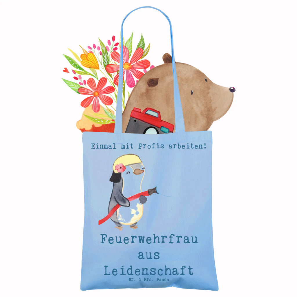 Tragetasche Feuerwehrfrau aus Leidenschaft Beuteltasche, Beutel, Einkaufstasche, Jutebeutel, Stoffbeutel, Tasche, Shopper, Umhängetasche, Strandtasche, Schultertasche, Stofftasche, Tragetasche, Badetasche, Jutetasche, Einkaufstüte, Laptoptasche, Beruf, Ausbildung, Jubiläum, Abschied, Rente, Kollege, Kollegin, Geschenk, Schenken, Arbeitskollege, Mitarbeiter, Firma, Danke, Dankeschön, Feuerwehrfrau, Feuerwehrhauptfrau, Brandschutz, Feuerwehr, freiwillige Feuerwehr