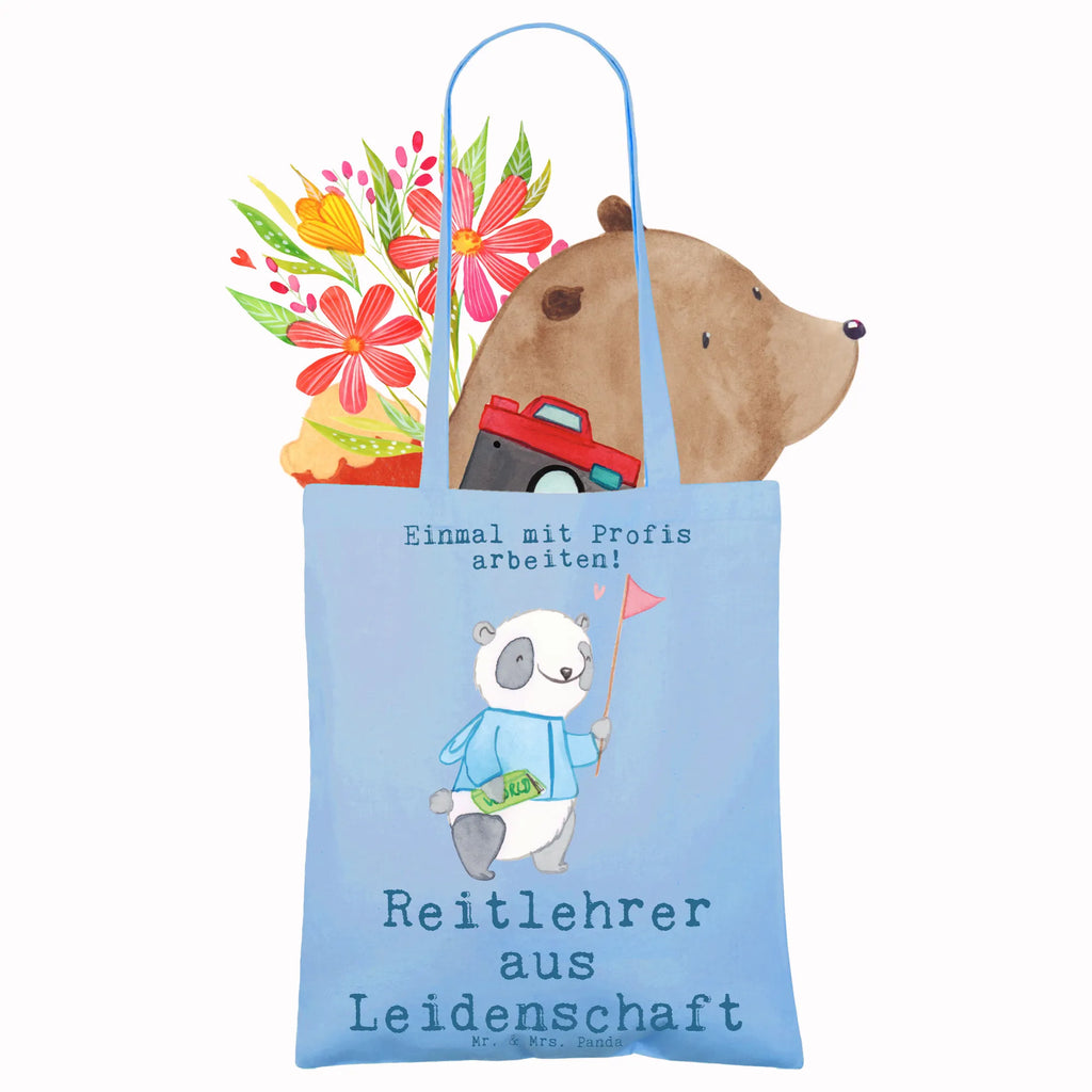 Tragetasche Reitlehrer aus Leidenschaft Beuteltasche, Beutel, Einkaufstasche, Jutebeutel, Stoffbeutel, Tasche, Shopper, Umhängetasche, Strandtasche, Schultertasche, Stofftasche, Tragetasche, Badetasche, Jutetasche, Einkaufstüte, Laptoptasche, Beruf, Ausbildung, Jubiläum, Abschied, Rente, Kollege, Kollegin, Geschenk, Schenken, Arbeitskollege, Mitarbeiter, Firma, Danke, Dankeschön