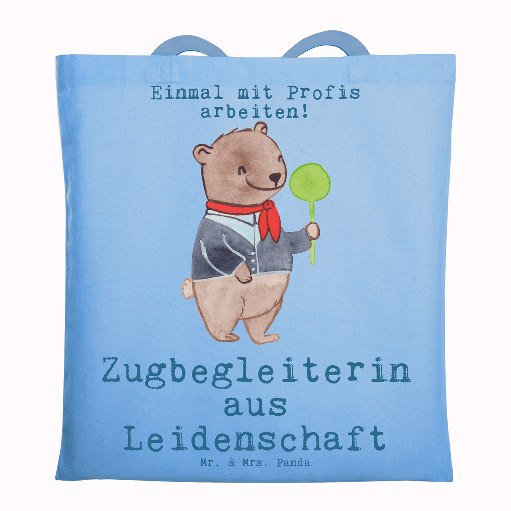 Tragetasche Zugbegleiterin aus Leidenschaft Beuteltasche, Beutel, Einkaufstasche, Jutebeutel, Stoffbeutel, Tasche, Shopper, Umhängetasche, Strandtasche, Schultertasche, Stofftasche, Tragetasche, Badetasche, Jutetasche, Einkaufstüte, Laptoptasche, Beruf, Ausbildung, Jubiläum, Abschied, Rente, Kollege, Kollegin, Geschenk, Schenken, Arbeitskollege, Mitarbeiter, Firma, Danke, Dankeschön