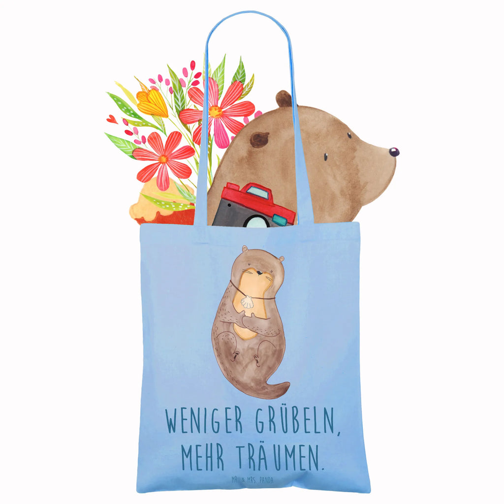 Tragetasche Otter Muschel Beuteltasche, Beutel, Einkaufstasche, Jutebeutel, Stoffbeutel, Tasche, Shopper, Umhängetasche, Strandtasche, Schultertasche, Stofftasche, Tragetasche, Badetasche, Jutetasche, Einkaufstüte, Laptoptasche, Otter, Fischotter, Seeotter, Otterliebe, grübeln, träumen, Motivation, Tagträumen, Büro