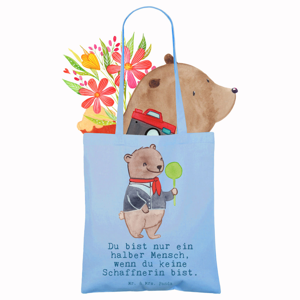 Tragetasche Schaffnerin mit Herz Beuteltasche, Beutel, Einkaufstasche, Jutebeutel, Stoffbeutel, Tasche, Shopper, Umhängetasche, Strandtasche, Schultertasche, Stofftasche, Tragetasche, Badetasche, Jutetasche, Einkaufstüte, Laptoptasche, Beruf, Ausbildung, Jubiläum, Abschied, Rente, Kollege, Kollegin, Geschenk, Schenken, Arbeitskollege, Mitarbeiter, Firma, Danke, Dankeschön