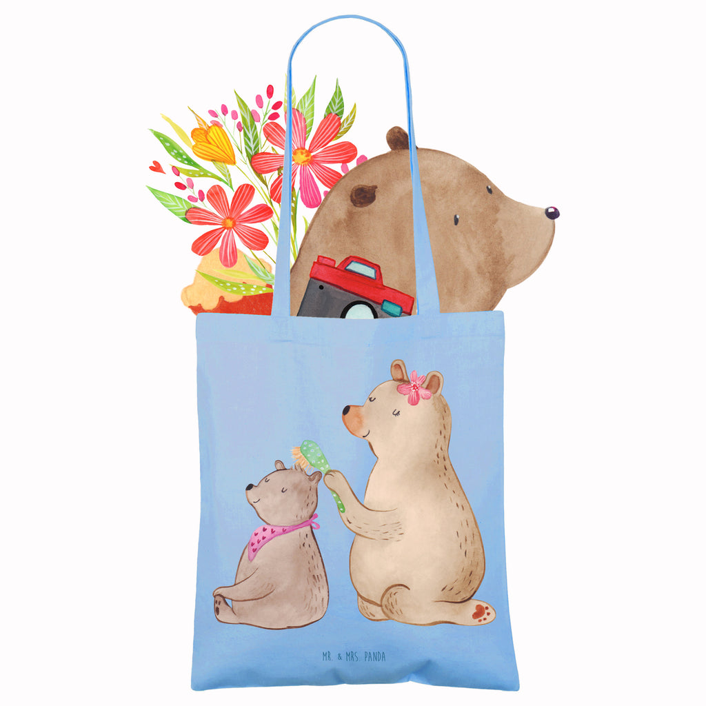 Tragetasche Bär mit Kind Beuteltasche, Beutel, Einkaufstasche, Jutebeutel, Stoffbeutel, Tasche, Shopper, Umhängetasche, Strandtasche, Schultertasche, Stofftasche, Tragetasche, Badetasche, Jutetasche, Einkaufstüte, Laptoptasche, Familie, Vatertag, Muttertag, Bruder, Schwester, Mama, Papa, Oma, Opa, Geschenk, Mutti, Mutter