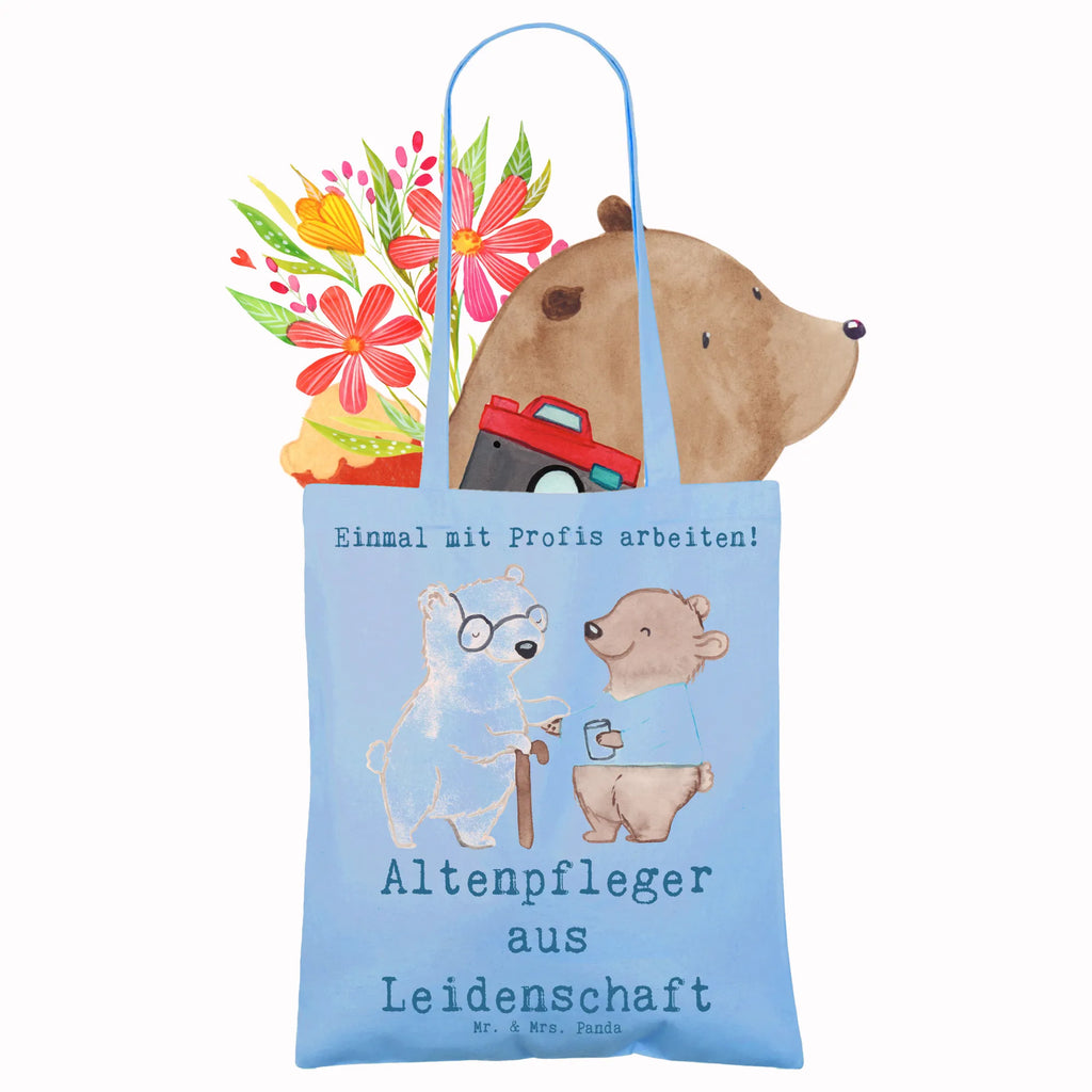 Tragetasche Altenpfleger aus Leidenschaft Beuteltasche, Beutel, Einkaufstasche, Jutebeutel, Stoffbeutel, Tasche, Shopper, Umhängetasche, Strandtasche, Schultertasche, Stofftasche, Tragetasche, Badetasche, Jutetasche, Einkaufstüte, Laptoptasche, Beruf, Ausbildung, Jubiläum, Abschied, Rente, Kollege, Kollegin, Geschenk, Schenken, Arbeitskollege, Mitarbeiter, Firma, Danke, Dankeschön, Altenpfleger, Pfleger, Altenheim Eröffnung