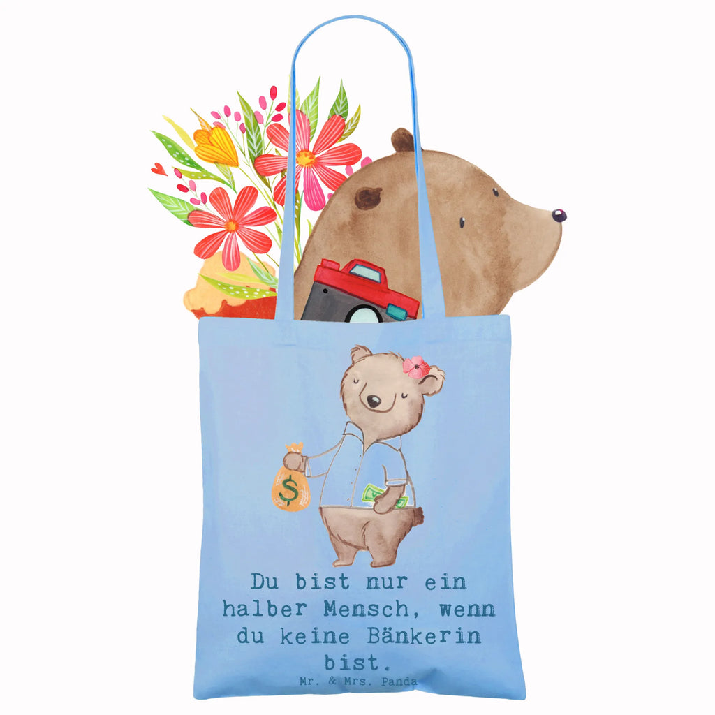 Tragetasche Bänkerin mit Herz Beuteltasche, Beutel, Einkaufstasche, Jutebeutel, Stoffbeutel, Tasche, Shopper, Umhängetasche, Strandtasche, Schultertasche, Stofftasche, Tragetasche, Badetasche, Jutetasche, Einkaufstüte, Laptoptasche, Beruf, Ausbildung, Jubiläum, Abschied, Rente, Kollege, Kollegin, Geschenk, Schenken, Arbeitskollege, Mitarbeiter, Firma, Danke, Dankeschön, Bänkerin, Bankfachfrau, Bankangestellte, Bankberaterin