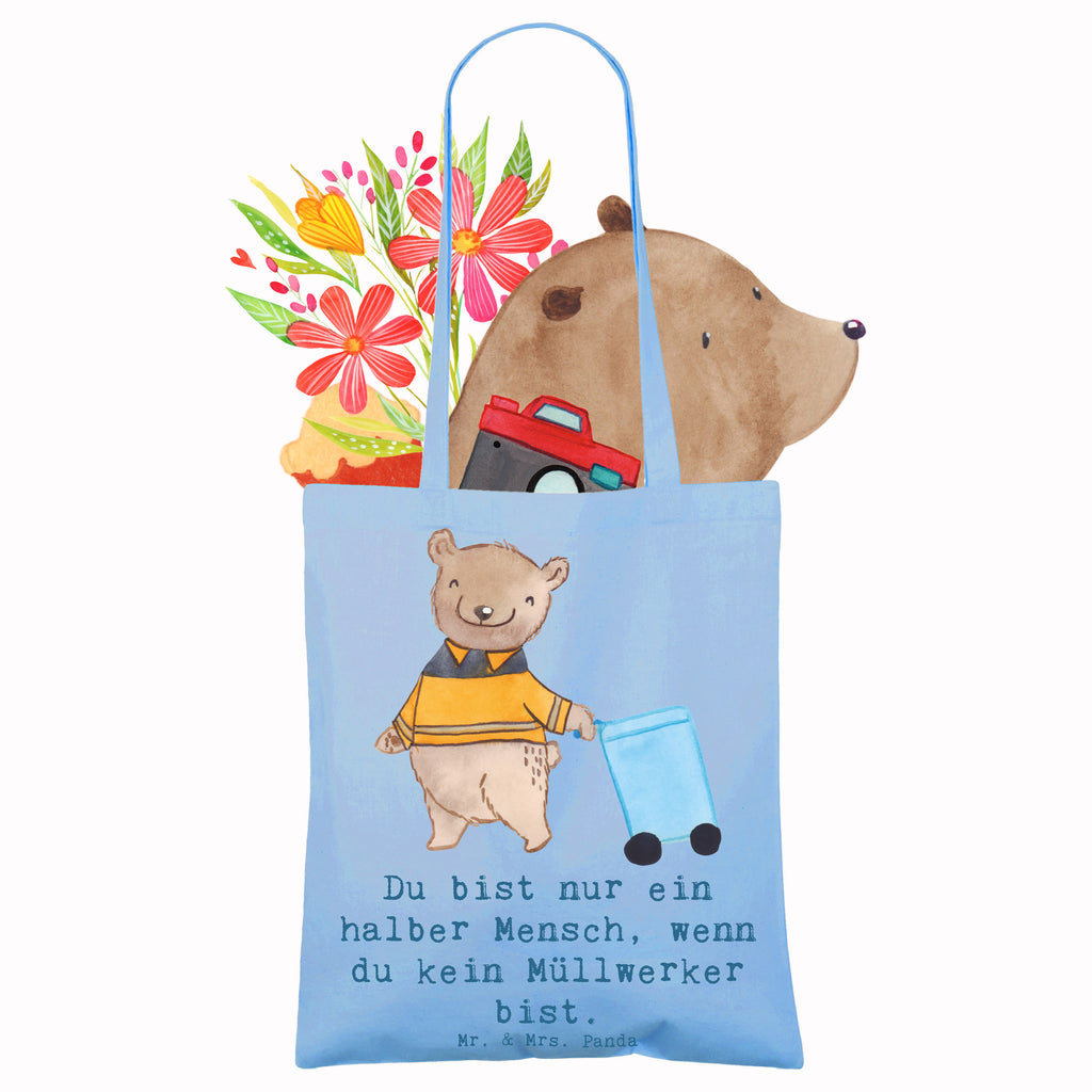 Tragetasche Müllwerker mit Herz Beuteltasche, Beutel, Einkaufstasche, Jutebeutel, Stoffbeutel, Tasche, Shopper, Umhängetasche, Strandtasche, Schultertasche, Stofftasche, Tragetasche, Badetasche, Jutetasche, Einkaufstüte, Laptoptasche, Beruf, Ausbildung, Jubiläum, Abschied, Rente, Kollege, Kollegin, Geschenk, Schenken, Arbeitskollege, Mitarbeiter, Firma, Danke, Dankeschön, Müllwerker, Fachkraft Kreislauf- und Abfallwirtschaft, Müllentsorger, Kehrichtmann, Müllmann, Müllfahrer