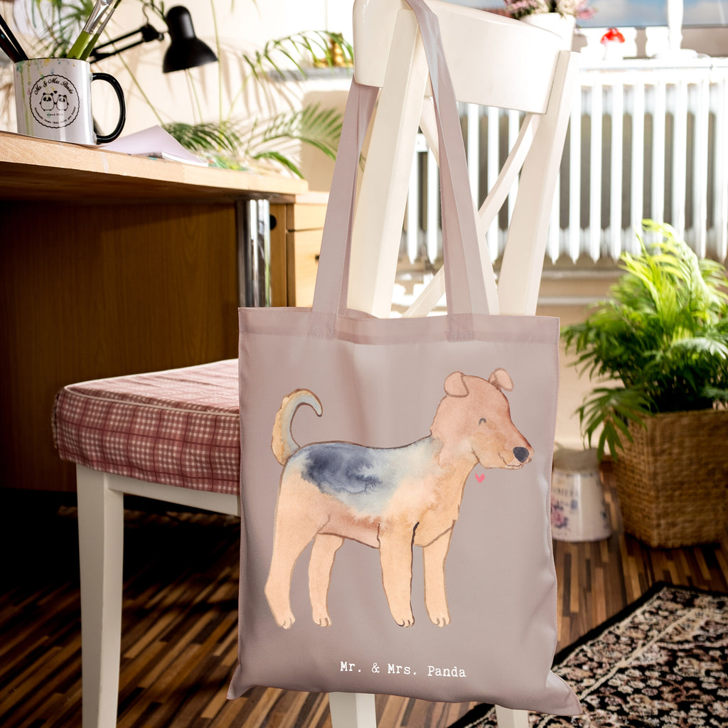 Tragetasche Airedale Terrier Moment Beuteltasche, Beutel, Einkaufstasche, Jutebeutel, Stoffbeutel, Tasche, Shopper, Umhängetasche, Strandtasche, Schultertasche, Stofftasche, Tragetasche, Badetasche, Jutetasche, Einkaufstüte, Laptoptasche, Hund, Hunderasse, Rassehund, Hundebesitzer, Geschenk, Tierfreund, Schenken, Welpe, Airedale Terrier