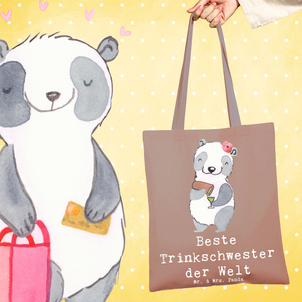 Tragetasche Panda Beste Trinkschwester der Welt Beuteltasche, Beutel, Einkaufstasche, Jutebeutel, Stoffbeutel, Tasche, Shopper, Umhängetasche, Strandtasche, Schultertasche, Stofftasche, Tragetasche, Badetasche, Jutetasche, Einkaufstüte, Laptoptasche, für, Dankeschön, Geschenk, Schenken, Geburtstag, Geburtstagsgeschenk, Geschenkidee, Danke, Bedanken, Mitbringsel, Freude machen, Geschenktipp, Trinkschwester, Saufschwester, Schwester, Sister, Freundin, Party, Bae, Trinken, Alkohol, Wochenende, Kleinigkeit, Sister from another Mister