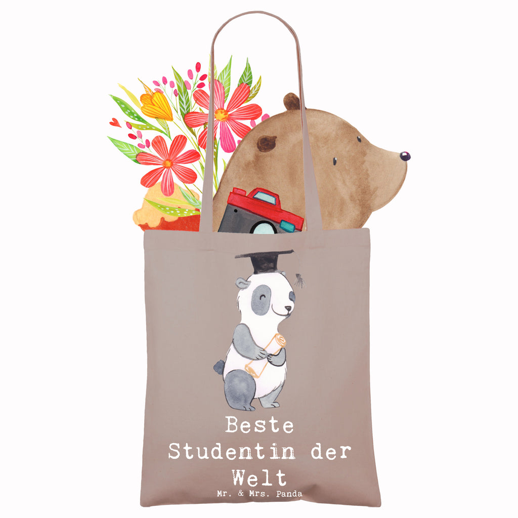 Tragetasche Panda Beste Studentin der Welt Beuteltasche, Beutel, Einkaufstasche, Jutebeutel, Stoffbeutel, Tasche, Shopper, Umhängetasche, Strandtasche, Schultertasche, Stofftasche, Tragetasche, Badetasche, Jutetasche, Einkaufstüte, Laptoptasche, für, Dankeschön, Geschenk, Schenken, Geburtstag, Geburtstagsgeschenk, Geschenkidee, Danke, Bedanken, Mitbringsel, Freude machen, Geschenktipp, Studentin, Studium, Tochter, Spaß, Musterschülerin, lustig, Studienabschluss, witzig, Universität, Abschluss, Alumni, Uni, Studenten, Hochschule