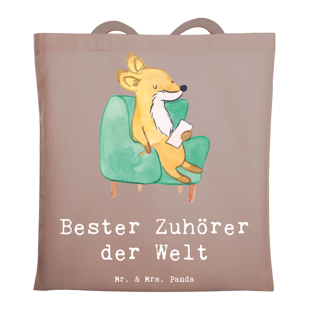 Tragetasche Fuchs Bester Zuhörer der Welt Beuteltasche, Beutel, Einkaufstasche, Jutebeutel, Stoffbeutel, Tasche, Shopper, Umhängetasche, Strandtasche, Schultertasche, Stofftasche, Tragetasche, Badetasche, Jutetasche, Einkaufstüte, Laptoptasche, für, Dankeschön, Geschenk, Schenken, Geburtstag, Geburtstagsgeschenk, Geschenkidee, Danke, Bedanken, Mitbringsel, Freude machen, Geschenktipp, Zuhörer, Freund, Freundin, offenes Ohr, Hilfsbereit, Hilfe