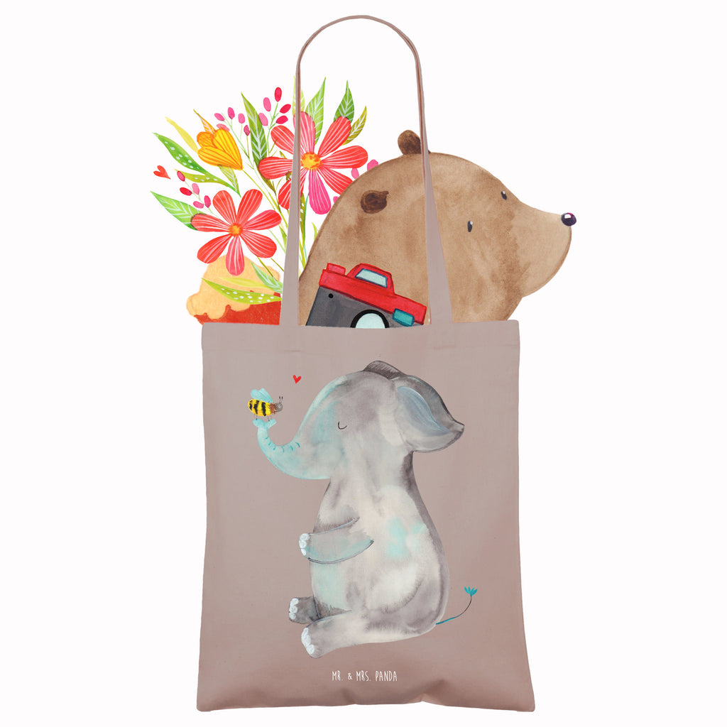 Tragetasche Elefant & Biene Beuteltasche, Beutel, Einkaufstasche, Jutebeutel, Stoffbeutel, Tasche, Shopper, Umhängetasche, Strandtasche, Schultertasche, Stofftasche, Tragetasche, Badetasche, Jutetasche, Einkaufstüte, Laptoptasche, Tiermotive, Gute Laune, lustige Sprüche, Tiere, Elefant, Biene, Liebe, Liebesbeweis, Jahrestag, Liebesgeschenk, Heiratsantrag, Hochzeitsgeschenk, Liebesspruch