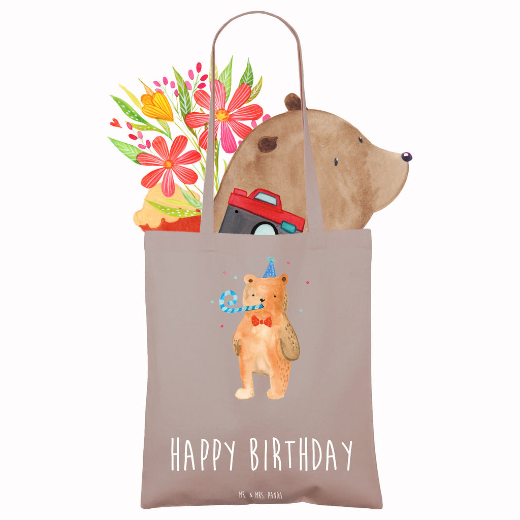 Tragetasche Birthday Bär Beuteltasche, Beutel, Einkaufstasche, Jutebeutel, Stoffbeutel, Tasche, Shopper, Umhängetasche, Strandtasche, Schultertasche, Stofftasche, Tragetasche, Badetasche, Jutetasche, Einkaufstüte, Laptoptasche, Bär, Teddy, Teddybär, Happy Birthday, Alles Gute, Glückwunsch, Geburtstag