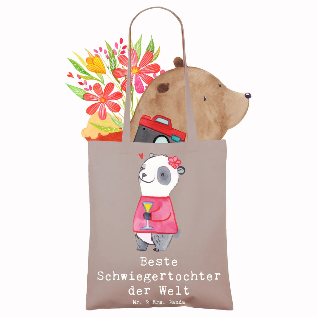 Tragetasche Panda Beste Schwiegertochter der Welt Beuteltasche, Beutel, Einkaufstasche, Jutebeutel, Stoffbeutel, Tasche, Shopper, Umhängetasche, Strandtasche, Schultertasche, Stofftasche, Tragetasche, Badetasche, Jutetasche, Einkaufstüte, Laptoptasche, für, Dankeschön, Geschenk, Schenken, Geburtstag, Geburtstagsgeschenk, Geschenkidee, Danke, Bedanken, Mitbringsel, Freude machen, Geschenktipp, Schwiegertochter, Tochter, Ehefrau des Sohns, Frau, angeheiratet, Hochzeit