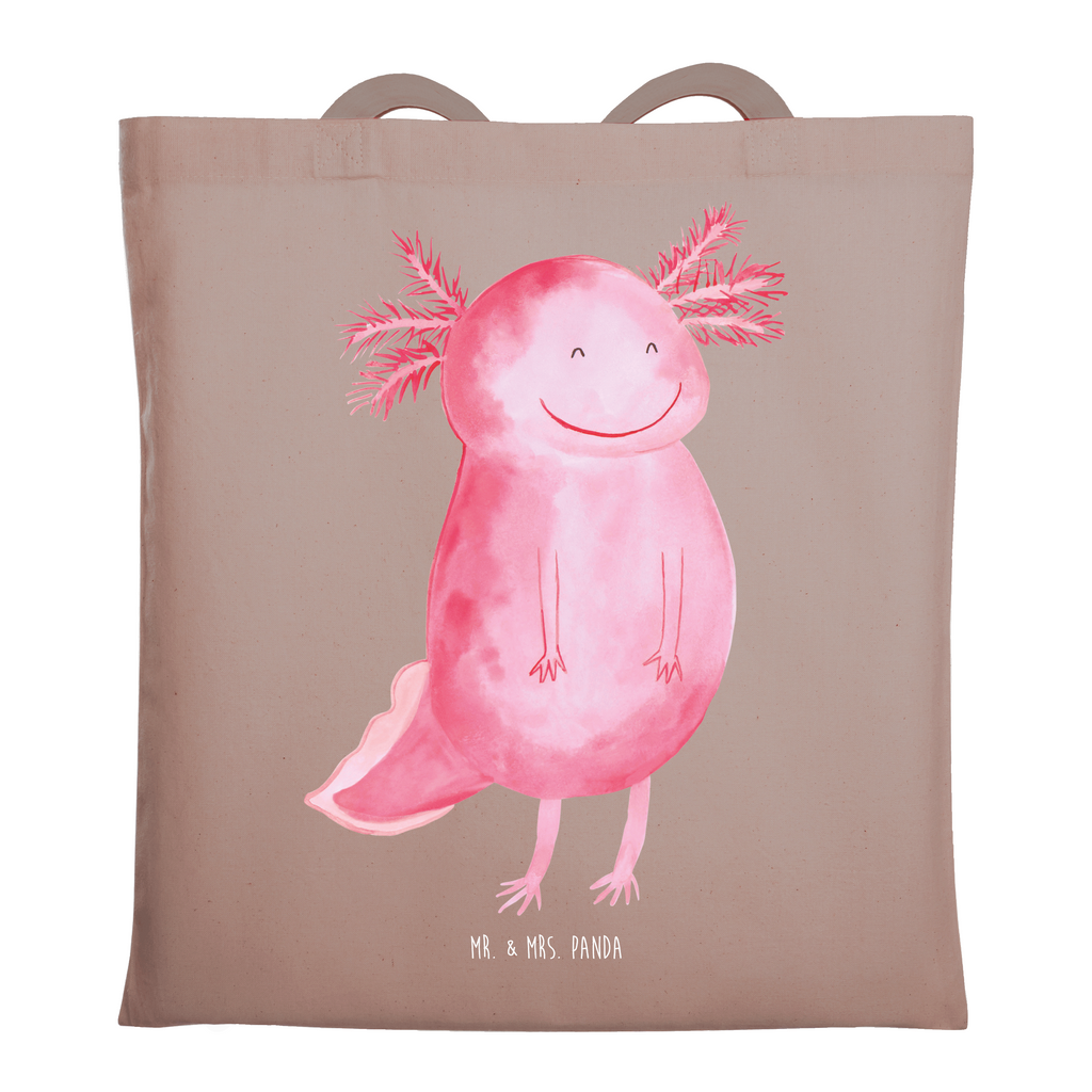 Tragetasche Axolotl Glücklich Beuteltasche, Beutel, Einkaufstasche, Jutebeutel, Stoffbeutel, Tasche, Shopper, Umhängetasche, Strandtasche, Schultertasche, Stofftasche, Tragetasche, Badetasche, Jutetasche, Einkaufstüte, Laptoptasche, Axolotl, Molch, Axolot, Schwanzlurch, Lurch, Lurche, Motivation, gute Laune