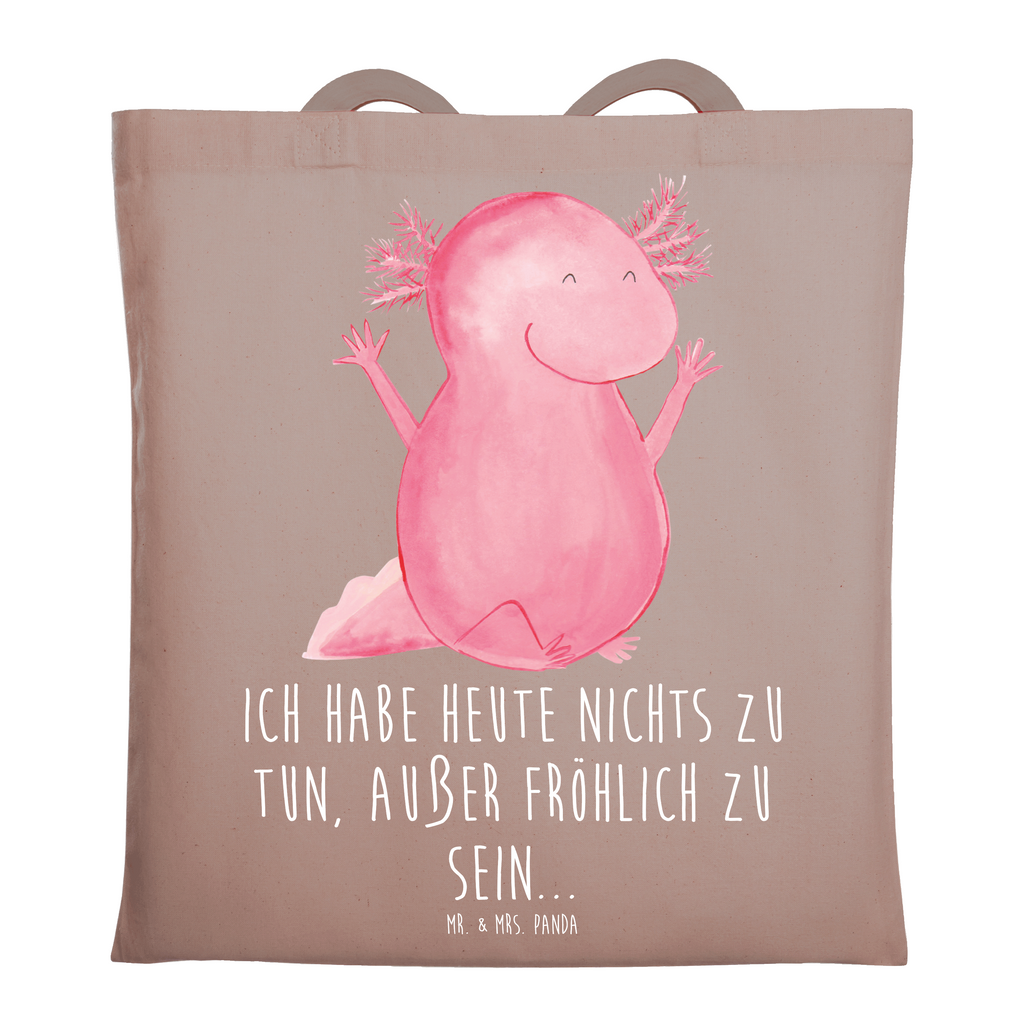 Tragetasche Axolotl Hurra Beuteltasche, Beutel, Einkaufstasche, Jutebeutel, Stoffbeutel, Tasche, Shopper, Umhängetasche, Strandtasche, Schultertasche, Stofftasche, Tragetasche, Badetasche, Jutetasche, Einkaufstüte, Laptoptasche, Axolotl, Molch, Axolot, Schwanzlurch, Lurch, Lurche, fröhlich, Spaß, Freude, Motivation, Zufriedenheit