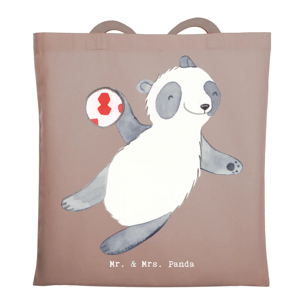 Tragetasche Panda Handball spielen Beuteltasche, Beutel, Einkaufstasche, Jutebeutel, Stoffbeutel, Tasche, Shopper, Umhängetasche, Strandtasche, Schultertasche, Stofftasche, Tragetasche, Badetasche, Jutetasche, Einkaufstüte, Laptoptasche, Geschenk, Sport, Sportart, Hobby, Schenken, Danke, Dankeschön, Auszeichnung, Gewinn, Sportler, Handball spielen, Handball Turnier, Handball Club, Handball Verein