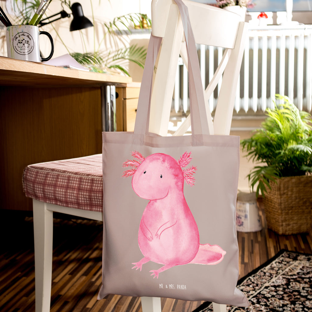 Tragetasche Axolotl null Beuteltasche, Beutel, Einkaufstasche, Jutebeutel, Stoffbeutel, Tasche, Shopper, Umhängetasche, Strandtasche, Schultertasche, Stofftasche, Tragetasche, Badetasche, Jutetasche, Einkaufstüte, Laptoptasche, Axolotl, Molch, Axolot, vergnügt, fröhlich, zufrieden, Lebensstil, Weisheit, Lebensweisheit, Liebe, Freundin