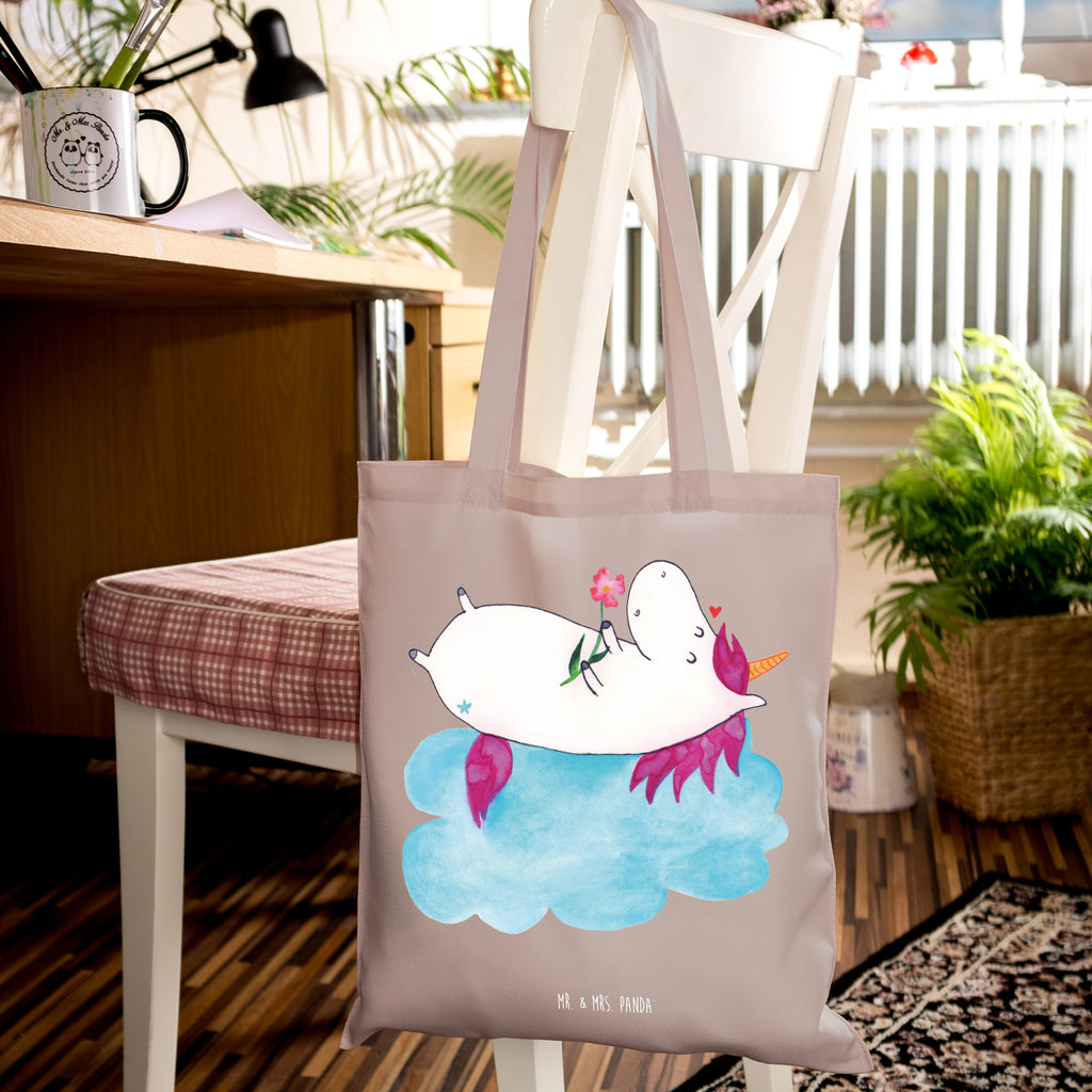 Tragetasche Einhorn verliebt auf Wolke Beuteltasche, Beutel, Einkaufstasche, Jutebeutel, Stoffbeutel, Tasche, Shopper, Umhängetasche, Strandtasche, Schultertasche, Stofftasche, Tragetasche, Badetasche, Jutetasche, Einkaufstüte, Laptoptasche, Einhorn, Einhörner, Einhorn Deko, Pegasus, Unicorn, verliebt, Liebe, Liebesbeweis, Freundin, Wolke