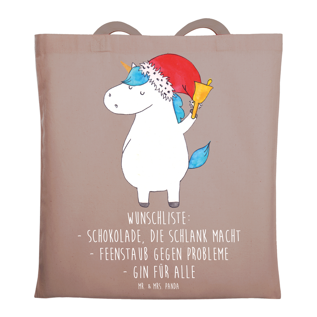 Tragetasche Einhorn Weihnachtsmann Beuteltasche, Beutel, Einkaufstasche, Jutebeutel, Stoffbeutel, Tasche, Shopper, Umhängetasche, Strandtasche, Schultertasche, Stofftasche, Tragetasche, Badetasche, Jutetasche, Einkaufstüte, Laptoptasche, Einhorn, Einhörner, Einhorn Deko, Pegasus, Unicorn, Gin, Schokolade, Schoki, Weihnachten, Weihnachtsmann, Nikolaus, Wunschzettel, Wunschliste, Feenstaub